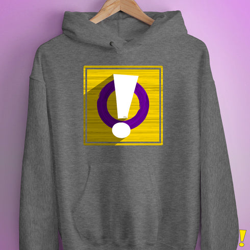 Intersex Pride Flag Exclamation Point Hoodie - Grey Heather